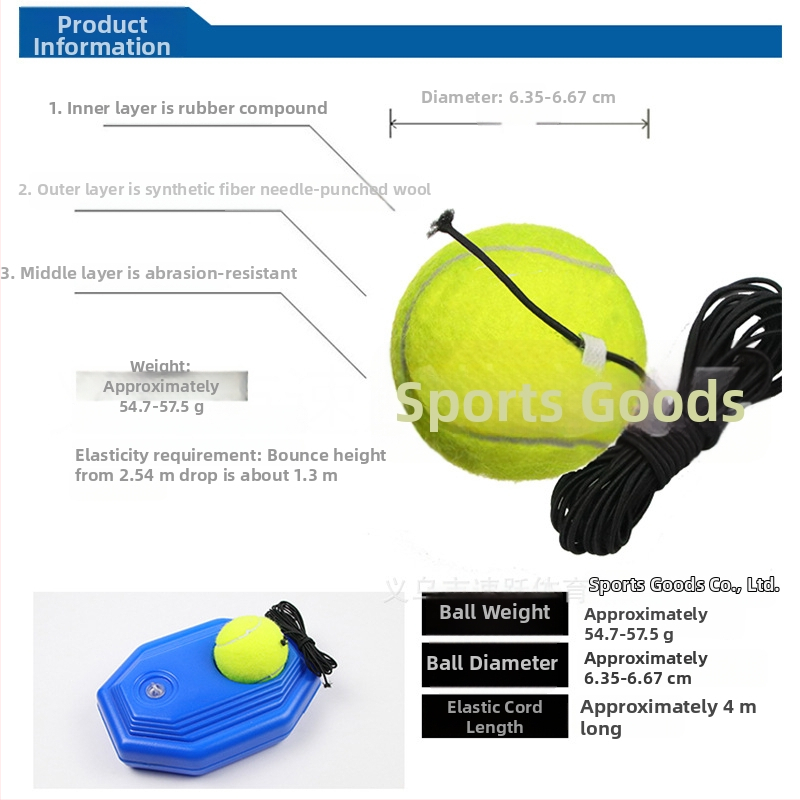 Vienspersoniska tenisa treniņu virve ar elastīgu auklu – gumijas materiāls, iekšējai un ārējai izmantošanai