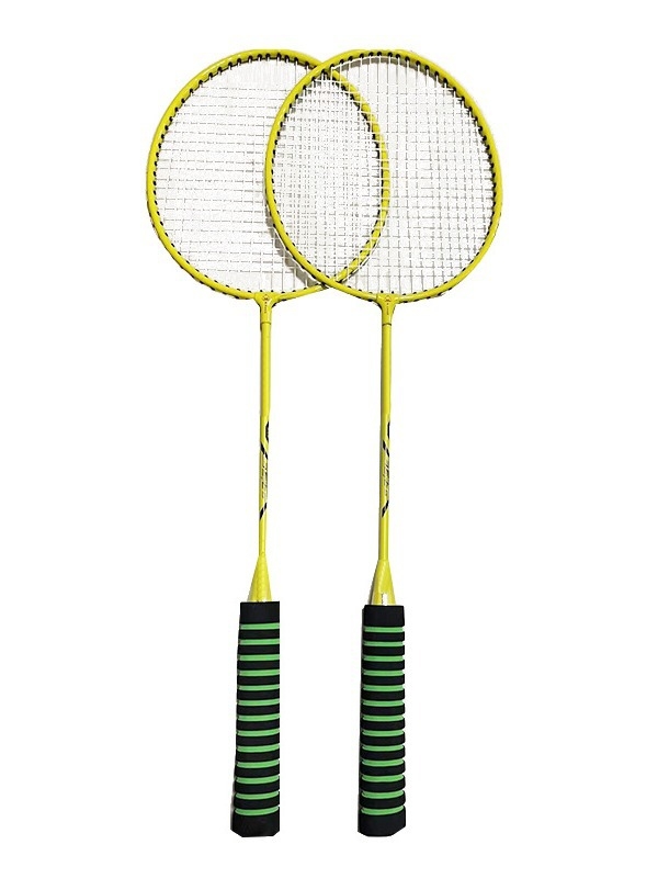Set badminton raketa s tri lopte – Mala žuta patka, lagani okvir, 95–100 g, ravna šipka, 65×20, za početnike