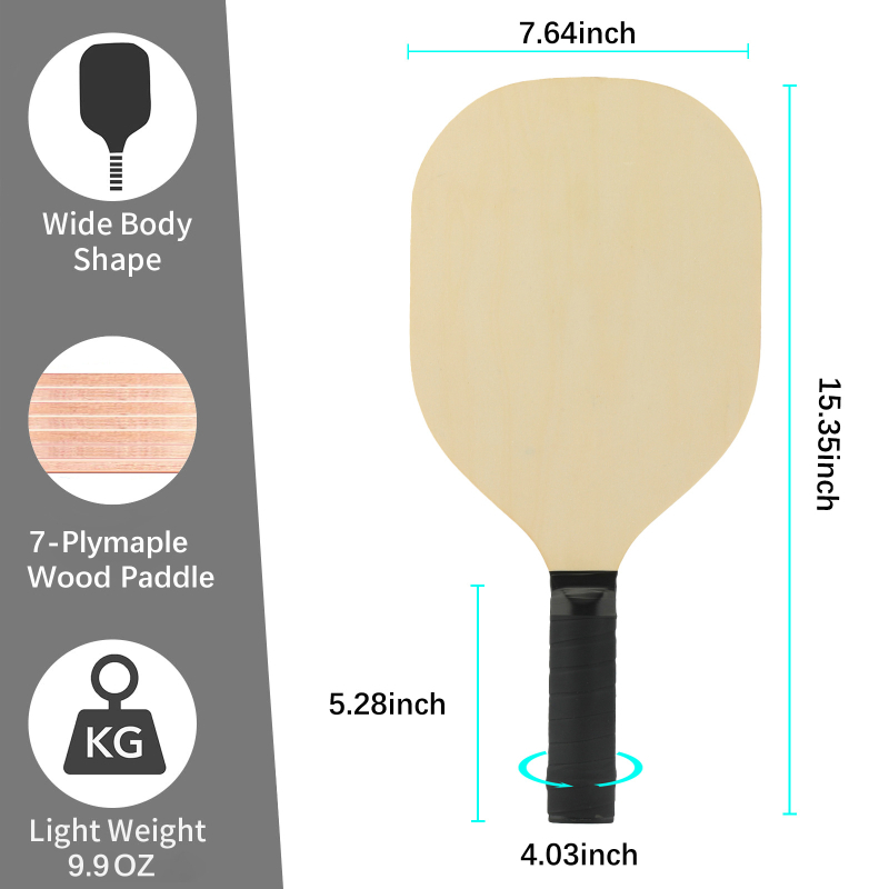 FYFUL set paddlea za pickleball s drvenim okvirom od topole i vlaknastim vlaknima fiber silk žicama za pickleball i beach tennis