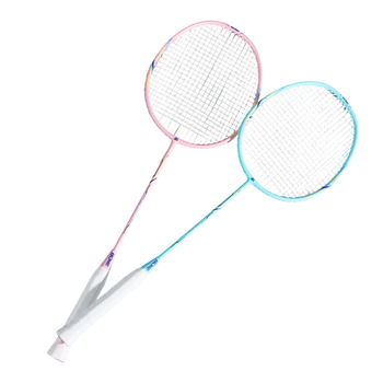 Set reketa za badminton s karbonskim okvirom, ultra lagan 90–94 g, direktan udarac, umjerena tvrdoća, dva reketa u paketu