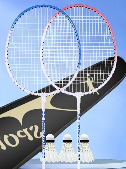 Комплект ракети за бадминтон – рамка от железна сплав, директен удар, умерена твърдост, тегло 95-100 г, подходящ за бадминтон и тенис