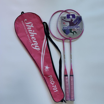 Ракетка за бадминтон Sheheng – рамка от железен сплав, струни от найлон, за начинаещи, възможност за печат на лого