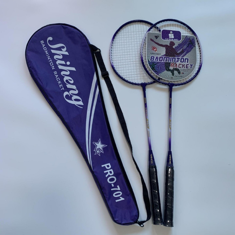 Ракетка за бадминтон Sheheng – рамка от железен сплав, струни от найлон, за начинаещи, възможност за печат на лого