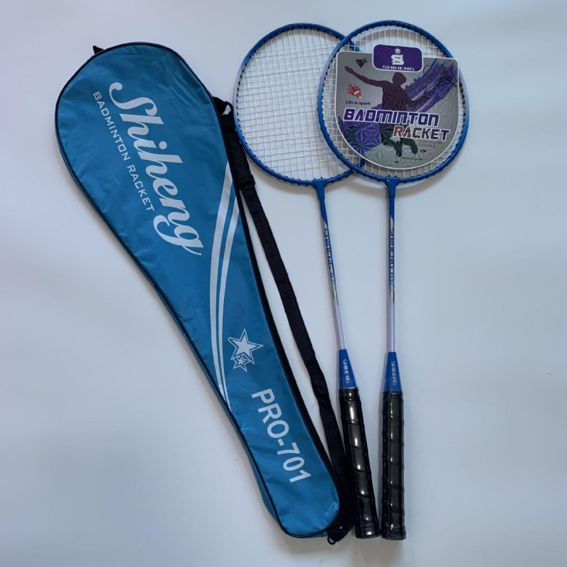 Ракетка за бадминтон Sheheng – рамка от железен сплав, струни от найлон, за начинаещи, възможност за печат на лого