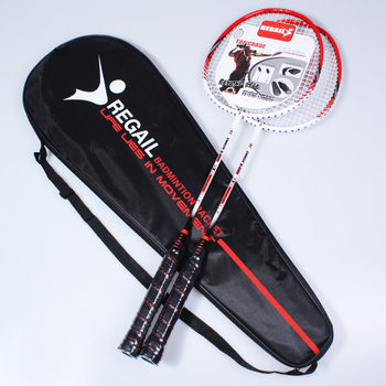 Regail badminton raketa s aluminijskim okvirom, jednokratna konstrukcija, ravna osovina, težina 95–100 g, Fiber Silk konac, prilagodba dostupna