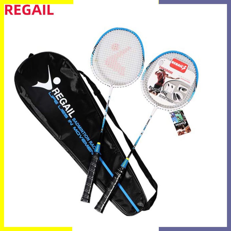 Regail badminton raketa s aluminijskim okvirom, jednokratna konstrukcija, ravna osovina, težina 95–100 g, Fiber Silk konac, prilagodba dostupna