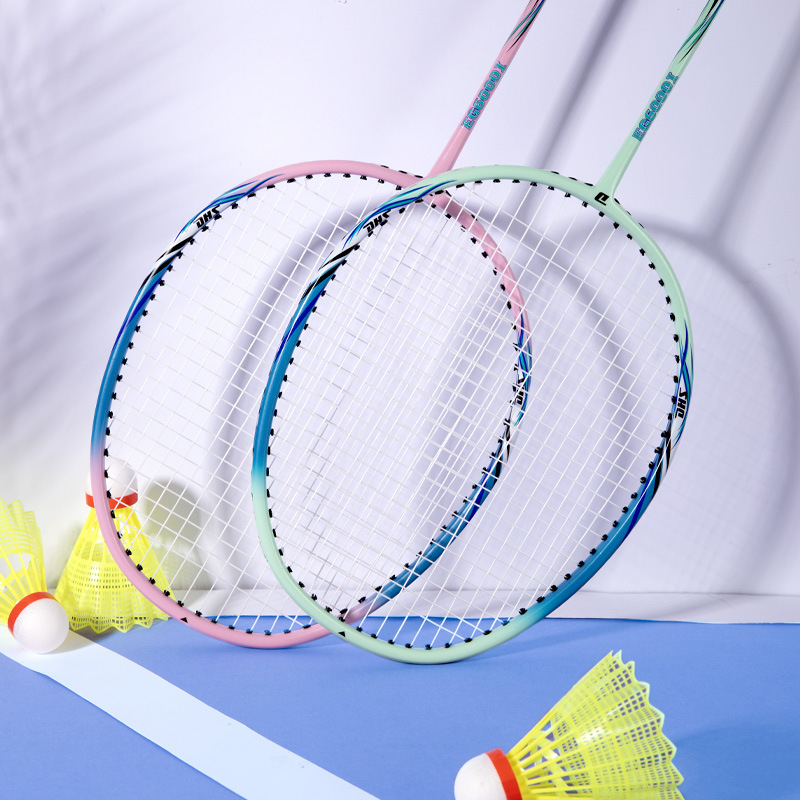 DHS badminton reketa, 2-dijelni set, najlon strune, težina 95–100 g, umjerena tvrdoća