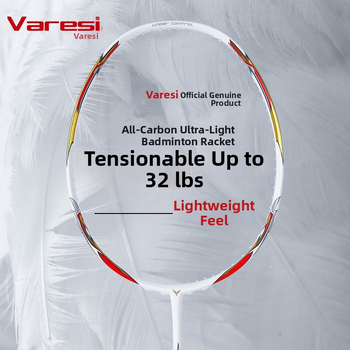 Badminton raketė - Varesi anglies pluošto rėmas, 80-84 g, tiesus smūgis, rankenos storis G-5, vidutinė kietumas