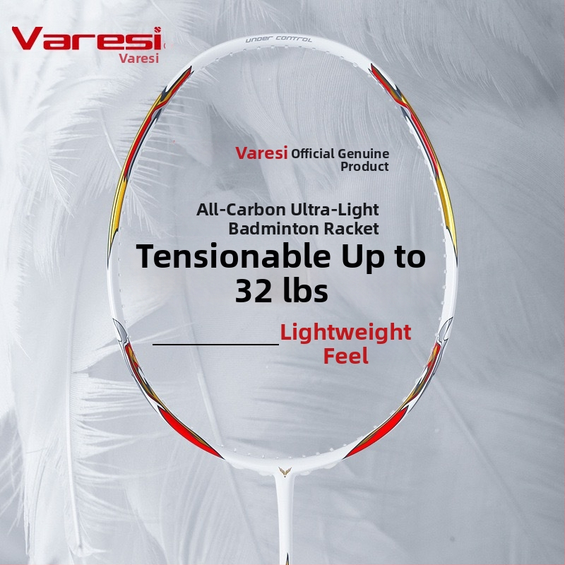 Badminton raketė - Varesi anglies pluošto rėmas, 80-84 g, tiesus smūgis, rankenos storis G-5, vidutinė kietumas