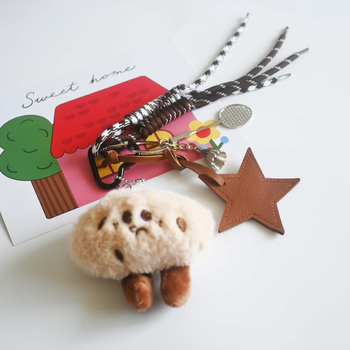 BRELOC Yuyu — formă de bob de cafea din pluș, stea din piele cu cinci colțuri, rachetă de tenis, șnur împletit pentru geantă, pandantiv decorativ