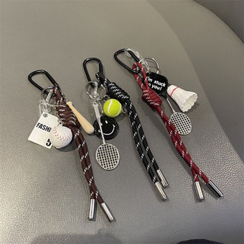 Korejskog stila privjesak s karikaturom, penjački uže, motiv reketa za badminton, srcolni pleteni čvor, ključni lanac i ukras za torbu