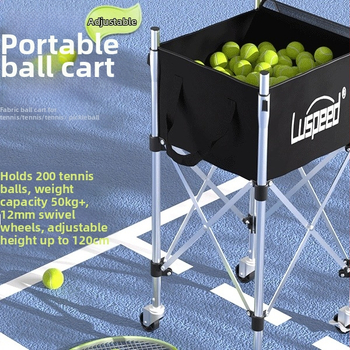 Nešiojamas teniso kamuolių vežimėlis su šilko gėlių detale ir dideliu talpumu