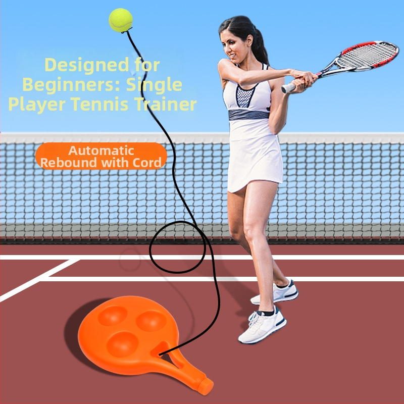 Naili teniso treneris su elastine virve – vieno žaidėjo treniruotė