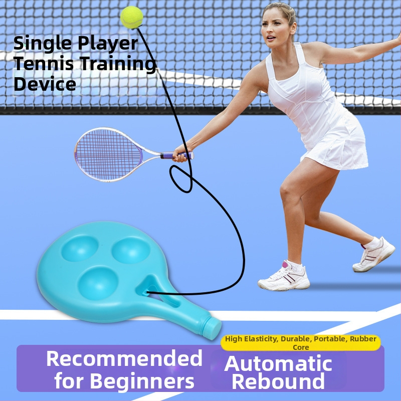 Naili teniso treneris su elastine virve – vieno žaidėjo treniruotė