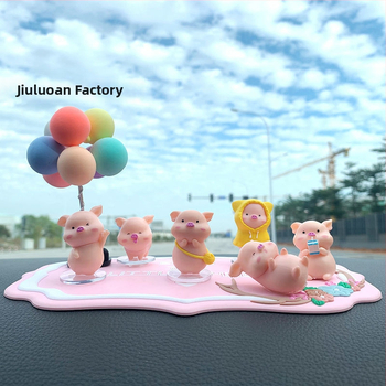 Διακόσμηση αυτοκινήτου – έξι καρτούν γουρουνάκια από ρητίνη για κεντρική κονσόλα, Jusuo