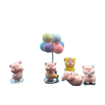 Διακόσμηση αυτοκινήτου – έξι καρτούν γουρουνάκια από ρητίνη για κεντρική κονσόλα, Jusuo