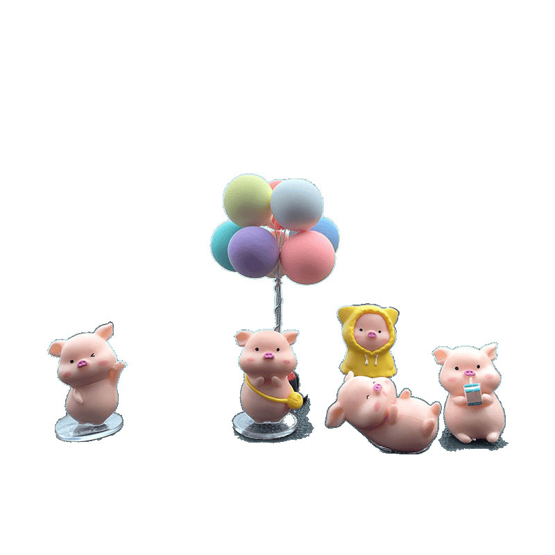 Διακόσμηση αυτοκινήτου – έξι καρτούν γουρουνάκια από ρητίνη για κεντρική κονσόλα, Jusuo