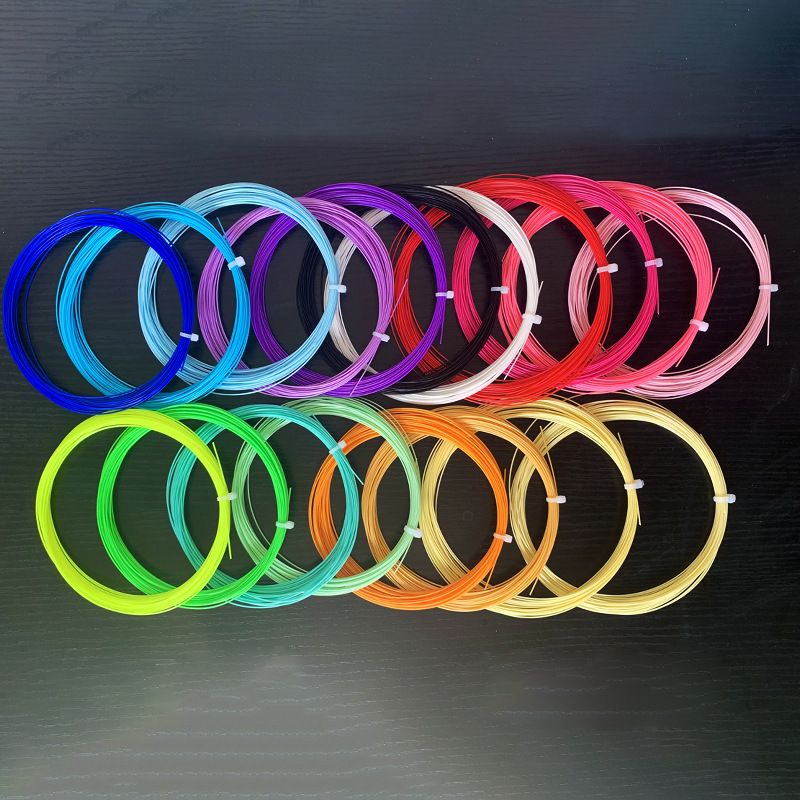 Badmintono raketės siūlas – daugiasluoksnis nailono pluoštas, aukšta elastingumas ir atsparumas dėvėjimuisi (0,68–0,70 mm, 26–30 lb, Prekės ženklas: Happy)