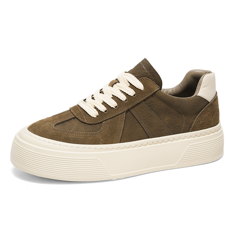 Vyriskos kedai su paslėptu aukščio padidinimu, nubuk odos viršus, vulkanizuota padas, raišteliai