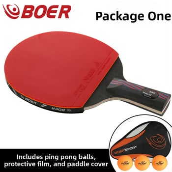Raketa na stolný tenis Boer/bol Carbon King – Basswood doska, guma proti lepeniu, horizontálny úder, tlač loga