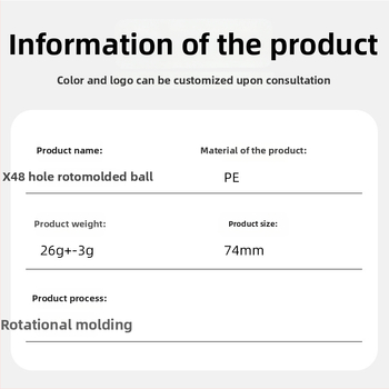 Profesionalus pickleball kamuolys, 48 skylės, rotomolduota konstrukcija, PE medžiaga, svoris 26 g ± 3 g, lauko žaidimui