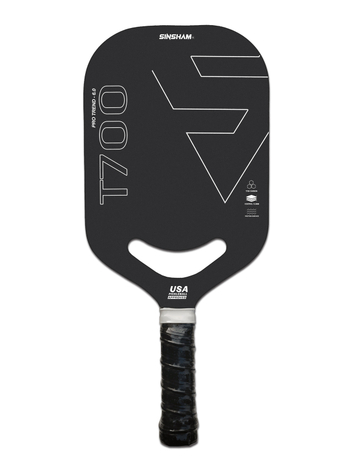 Pickleball nūja SINSHAM T700 no oglekļa šķiedras, matēts karstās preses izstrādājums ar izgriezumu, 215 g, pielāgojama