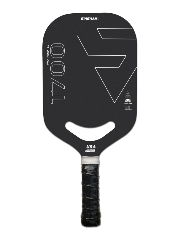Pickleball nūja SINSHAM T700 no oglekļa šķiedras, matēts karstās preses izstrādājums ar izgriezumu, 215 g, pielāgojama