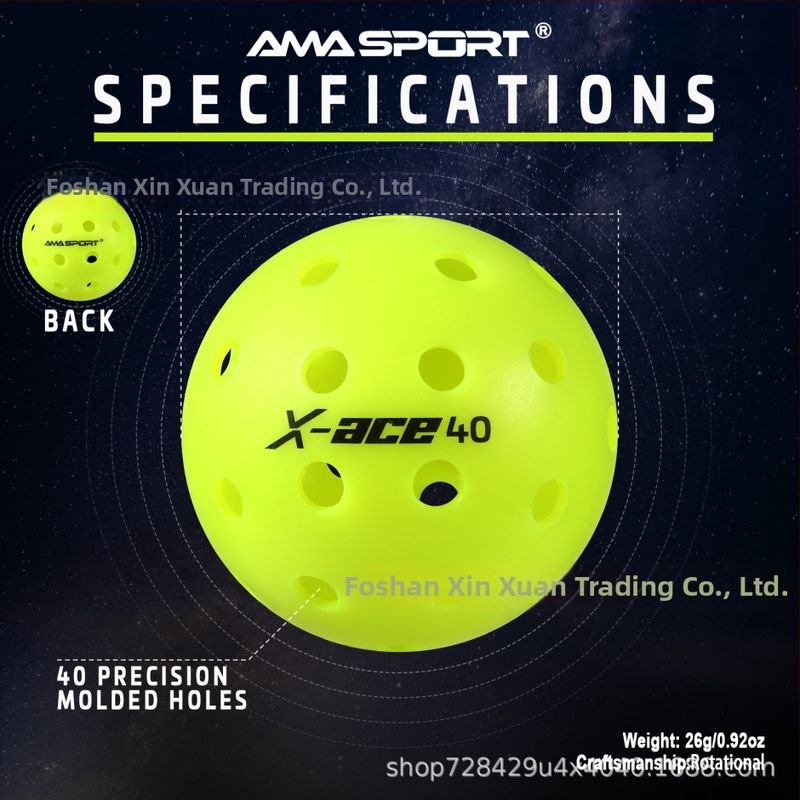 AMASPORT pickleball rotomolēta bumba, 40 atveres, USAPA sertificēta sacensību bumba