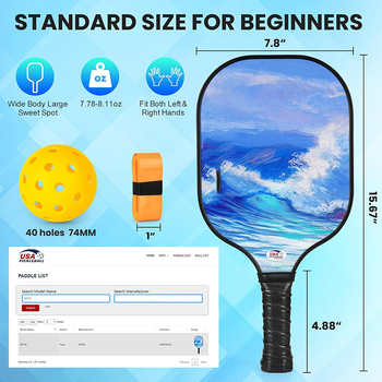 Pickleball ракета – стъклопластична конструкция, ядро от пчелна пита, за спорт на открито