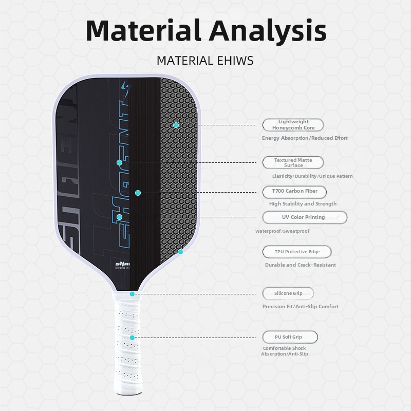 Падъл за pickleball от T700 карбонови влакна, с ядро от пчелна пита, 230 g, Constant Cabin