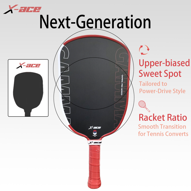 Pickleball ракета X-Ace Gamma Pro, графит T700 матово въглеродно влакно, 230 г ±5 г, персонализирана марка