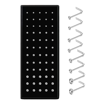 Пръстен за нос от неръждаема стомана, Л-образен дизайн, унисекс, с бял кристал, електроплатен, серия Принцеса