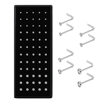 Пръстен за нос от неръждаема стомана, Л-образен дизайн, унисекс, с бял кристал, електроплатен, серия Принцеса