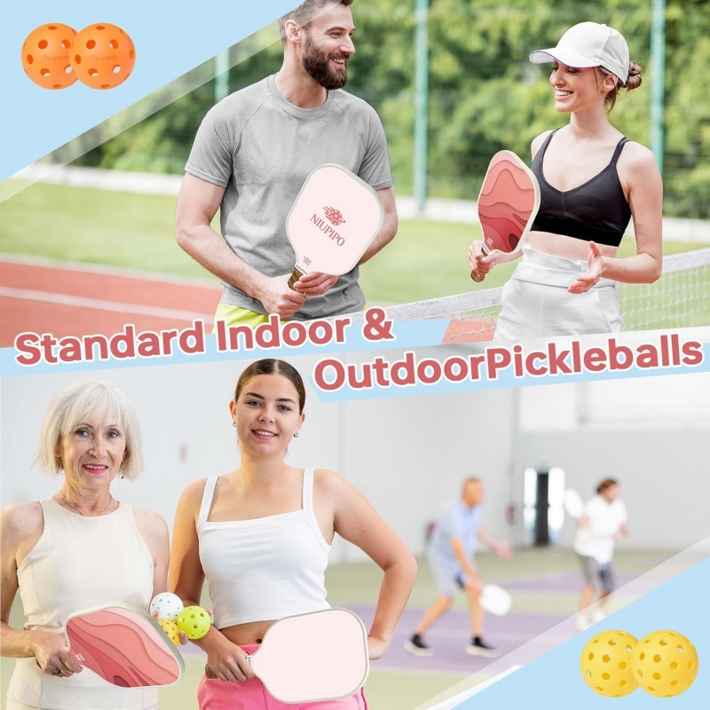 Nova svijetlo ružičasta pickleball reketa s rubnim dijelom od fiberglasa i UV premazom za igru na otvorenom