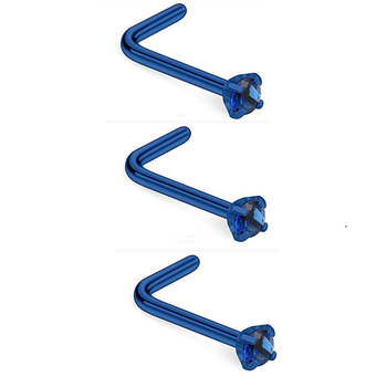 L-σχήματος ρινικό σκουλαρίκι από ανοξείδωτο ατσάλι με ζιρκόν ένθετο, unisex