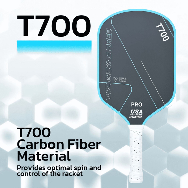 Pickleball paddle от въглеродни влакна, по-голяма зона за удар, дебелина 16 cm, тегло 225 g