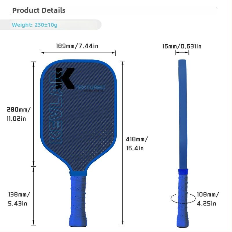 Feisu pickleball palica s Kevlarom, twill tkanina, težina 230 g ±10