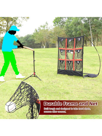 Baseball un softball prakses tīkls mērķa zonai, metieniem, sitieniem un ķeršanai — Zīmols Baths; Materiāls: poliesters; Logo drukāšana: Iespējama; Piemērojamie scenāriji: Fitnesa aprīkojums, Citi bumbu spēles; Kategorija: Beisbols