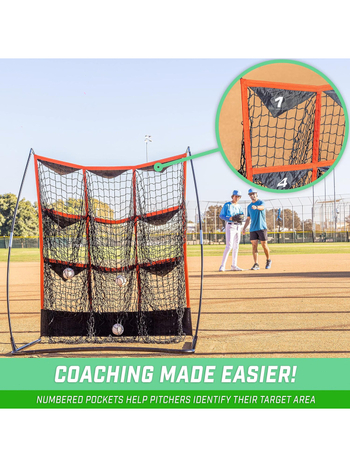 Baseball un softball prakses tīkls mērķa zonai, metieniem, sitieniem un ķeršanai — Zīmols Baths; Materiāls: poliesters; Logo drukāšana: Iespējama; Piemērojamie scenāriji: Fitnesa aprīkojums, Citi bumbu spēles; Kategorija: Beisbols