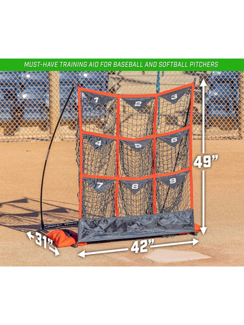 Baseball un softball prakses tīkls mērķa zonai, metieniem, sitieniem un ķeršanai — Zīmols Baths; Materiāls: poliesters; Logo drukāšana: Iespējama; Piemērojamie scenāriji: Fitnesa aprīkojums, Citi bumbu spēles; Kategorija: Beisbols