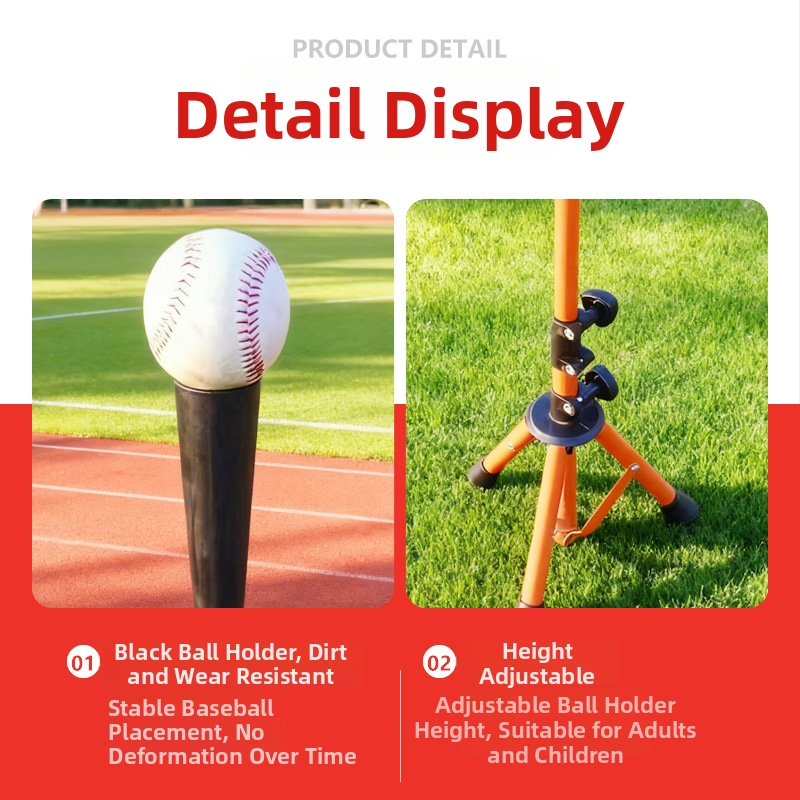 Ārējais beisbola sitiena treniņš ar regulējamu augstumu un T-rāmja statīvu, piemērots beisbolam un softbolam