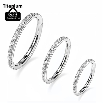 Nina- ja huuliring, G23 titaani sulam, tsirkoon kristall, käsitöö, ümmargune kuju