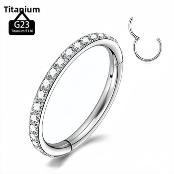 Nina- ja huuliring, G23 titaani sulam, tsirkoon kristall, käsitöö, ümmargune kuju