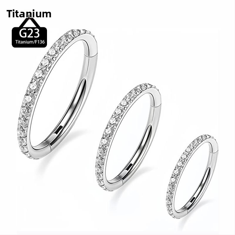 Nina- ja huuliring, G23 titaani sulam, tsirkoon kristall, käsitöö, ümmargune kuju