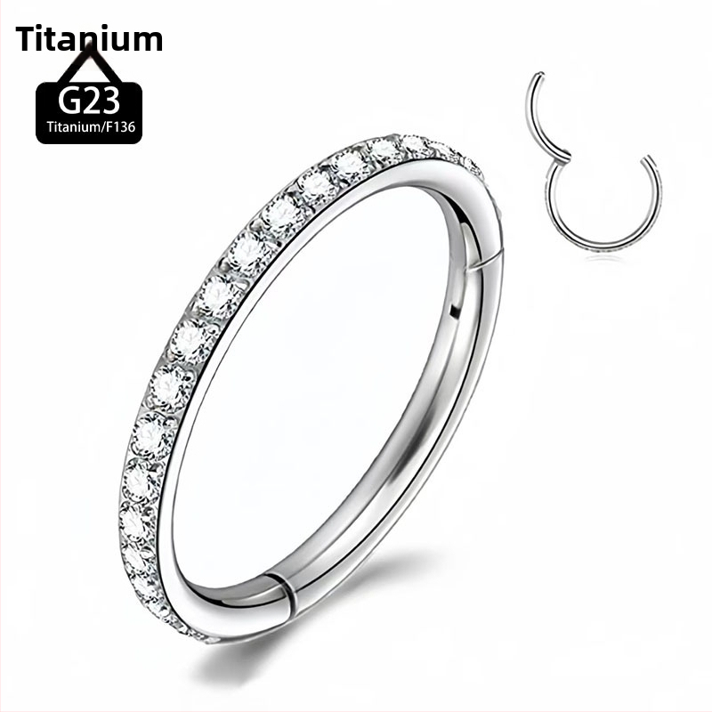 Nina- ja huuliring, G23 titaani sulam, tsirkoon kristall, käsitöö, ümmargune kuju