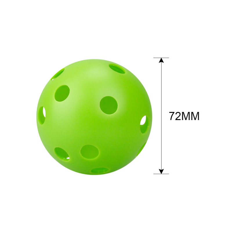 72 mm trening baseball s 26 rupa, 17 g, zelena tvrda PE plastika, izrađena Blow Mold tehnologijom, lopta s otvorima za podnu igru
