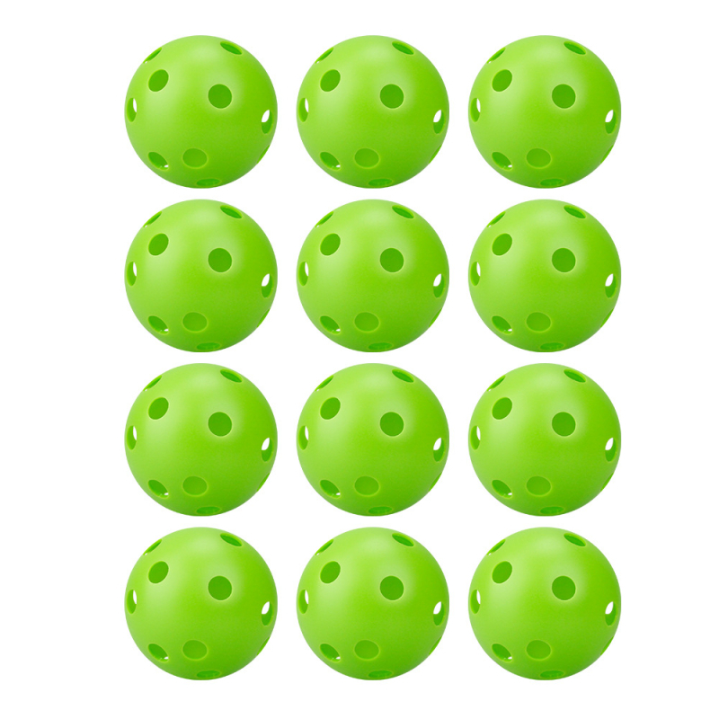 72 mm trening baseball s 26 rupa, 17 g, zelena tvrda PE plastika, izrađena Blow Mold tehnologijom, lopta s otvorima za podnu igru
