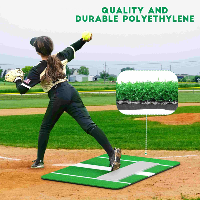 Baseball trening podloga, protuklizna podloga za bacanje, Grearth, materijal PP kratka trava + protuklizni EVA, univerzalno korištenje, ispisano logo