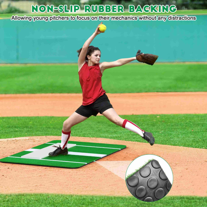 Baseball trening podloga, protuklizna podloga za bacanje, Grearth, materijal PP kratka trava + protuklizni EVA, univerzalno korištenje, ispisano logo