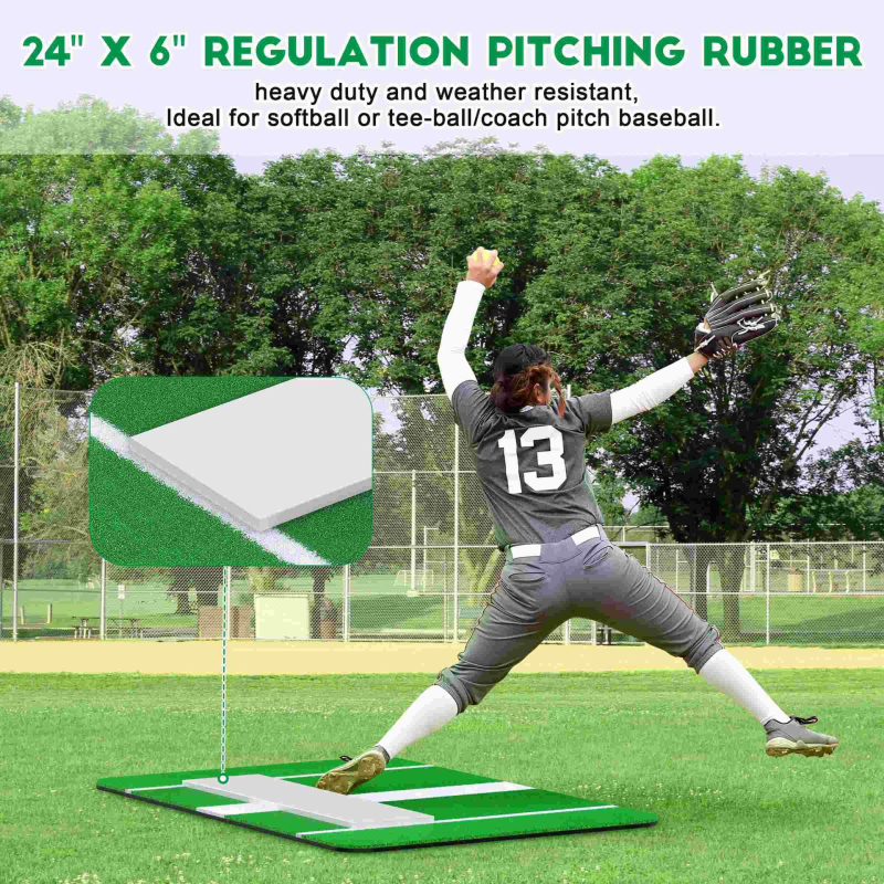 Baseball trening podloga, protuklizna podloga za bacanje, Grearth, materijal PP kratka trava + protuklizni EVA, univerzalno korištenje, ispisano logo
